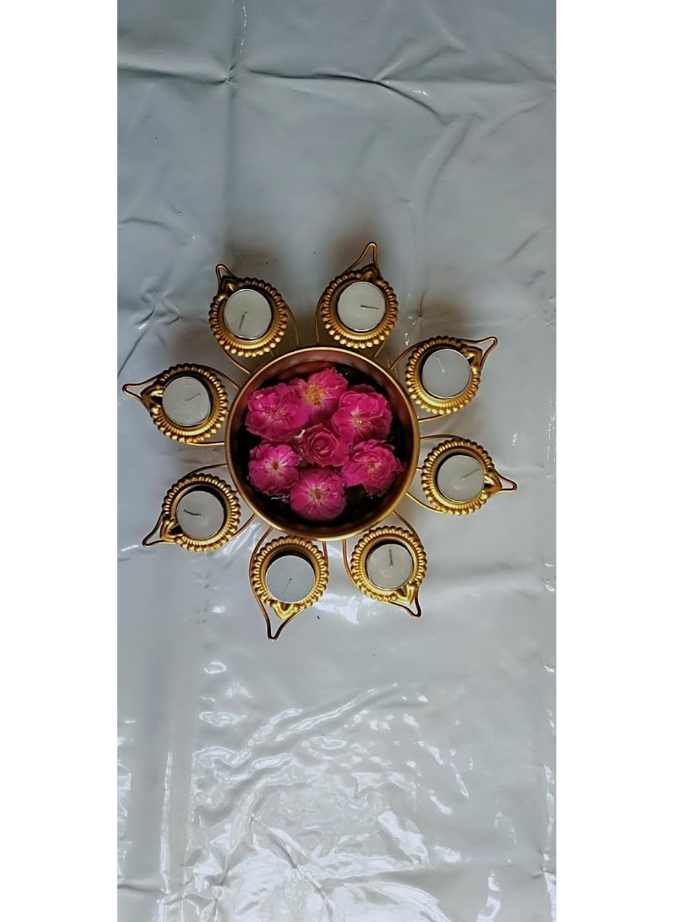 ANCH Traditional Iron Beautiful Handcrafted Diya Urli Bowl for Home, Office and Table Décor | Urli Size - 13x13x2.5In