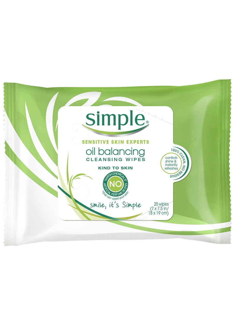 Simple Cleansing Facial Wipes, Oil Balancing 25 ct