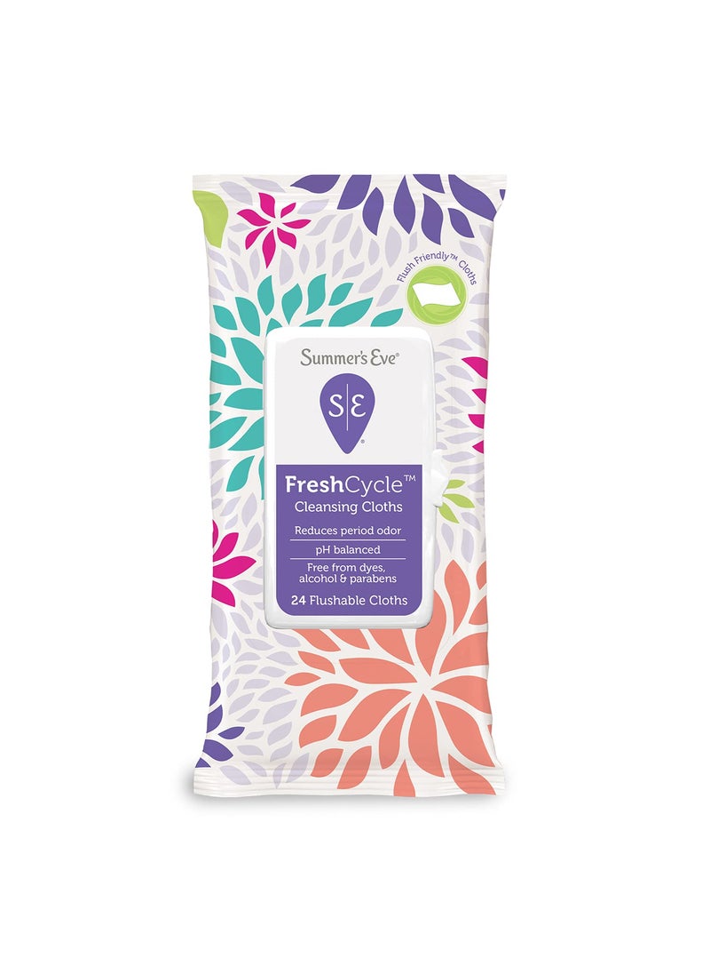 Summer's Eve FreshCycle Cleansing Cloths | Reduces Period Odor | 24 Count