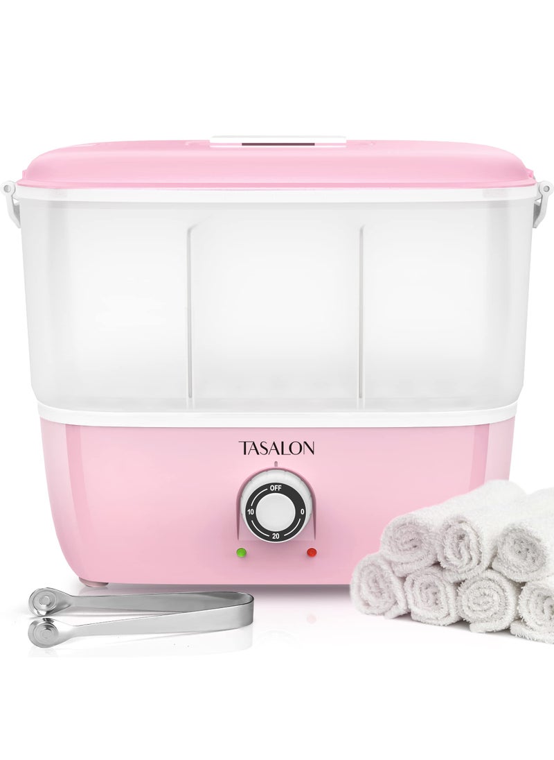 TASALON Hot Towel Steamer for Facials, Hot Towel Warmer Quickly Heats Up in 5 Minutes, Portable Towel Machine Fits 16 Mini Towels, Salon Equipment Towel Warmer for Facials, Spa, Massage, Pink