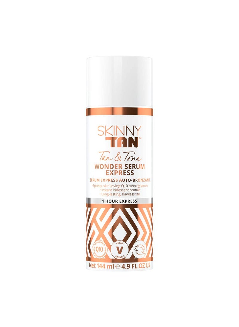 SkinnyTan Tan and Tone Wonder Serum Express - Hydrating Serum with Anti-Aging Q10, Aloe Vera, and Vitamin E - 1 Hour Express - 4.9 oz