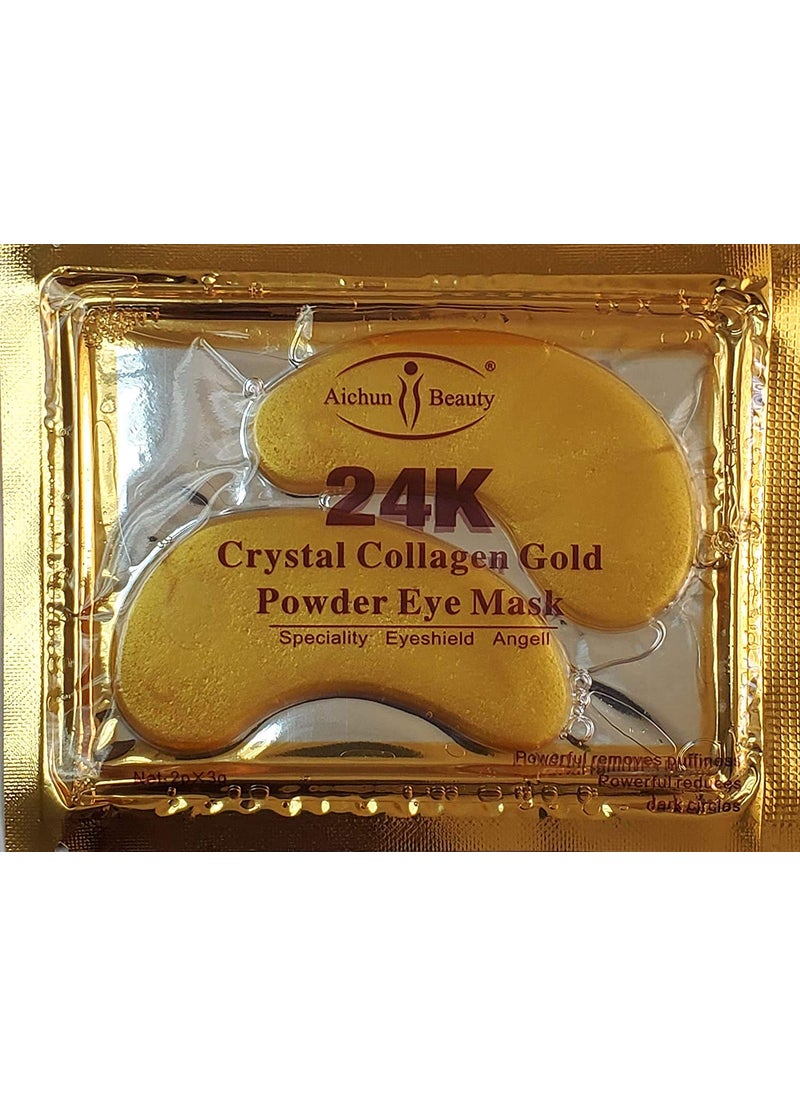 AICHUN BEAUTY 100 Pairs Crystal 24K Gold Powder Gel Collagen Eyes Masks Sheet Patch Anti Ageing Remove Bags Dark Circles & Puffiness Skin Care Anti Wrinkle Moisturising Hydrating