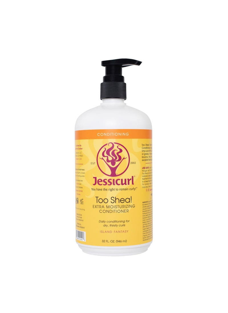 Jessicurl, Too Shea! Extra Moisturizing Conditioner for Curly Hair, Island Fantasy, 32 Fl oz. Leave in Conditioner for Dry Hair, Anti Frizz Hair Products