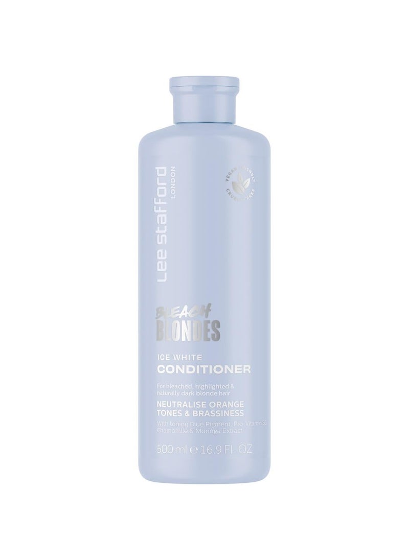 Lee Stafford Blue Toning Conditioner | Bleach Blonde Ice White Collection - Corrects Brassy & Orange Tones, Best for Highlighted, Cool, Dark Blonde Hair, Color Extend Treament, Brightening,16.9 Fl Oz