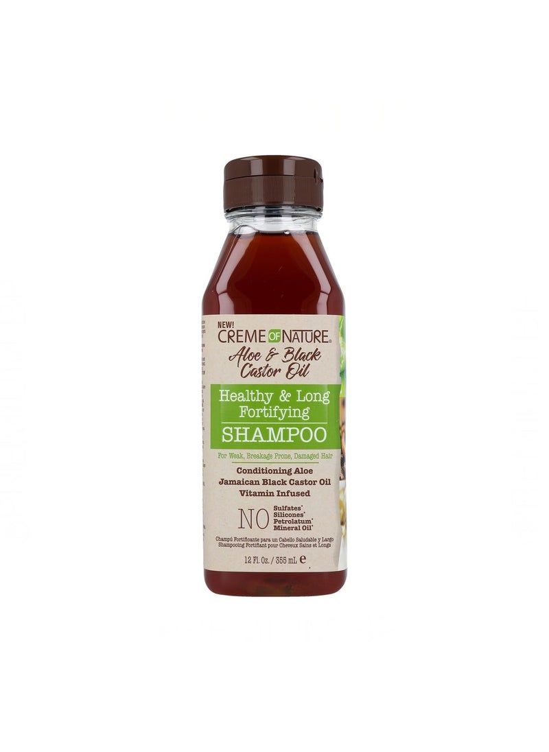 Creme of Nature Aloe & Black Castor Oil Shampoo, 12 Ounce - Cleanses hair & scalp, Smoothens & detangles, Promotes length by strengthening damaged or weak hair