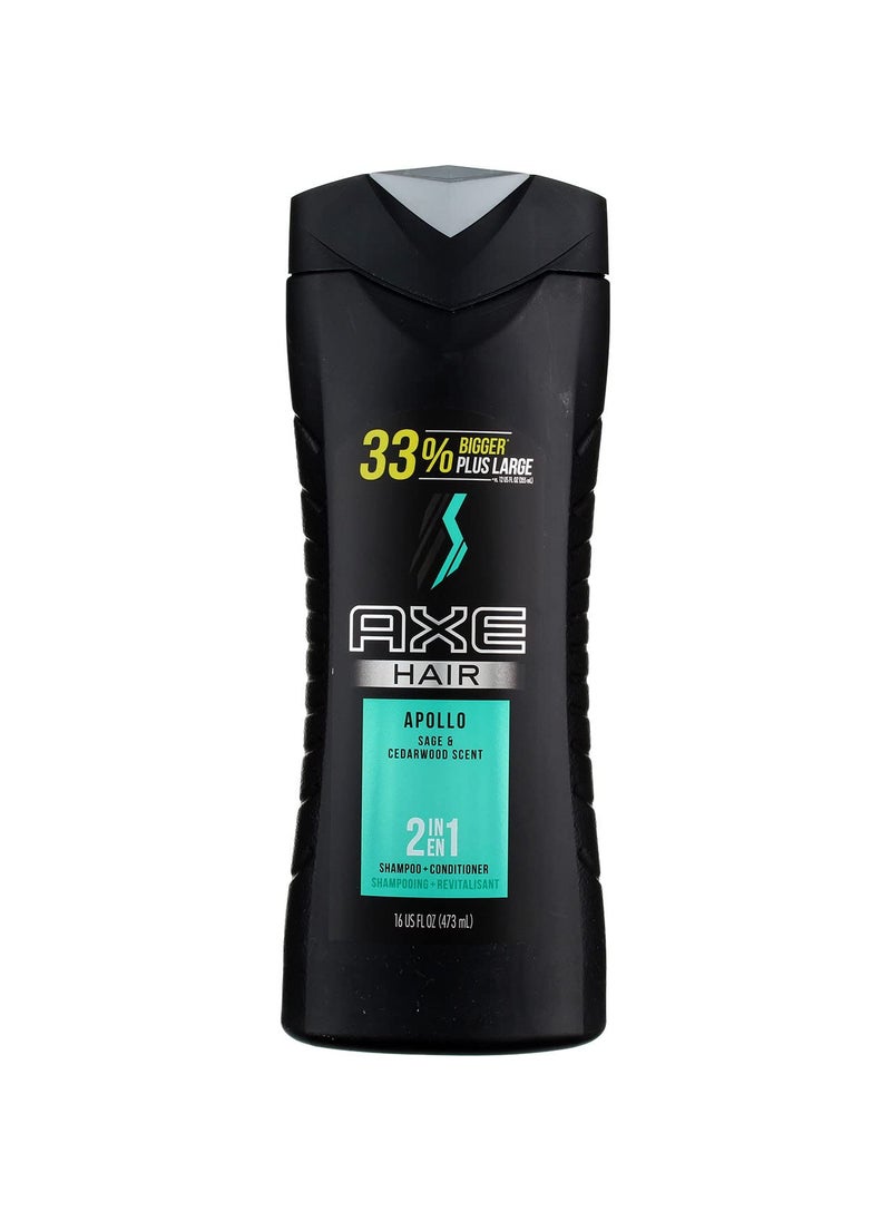 Axe Hair 2-in-1 Shampoo & Conditioner, Apollo, 16 fl oz (2 pack) (Bundle)