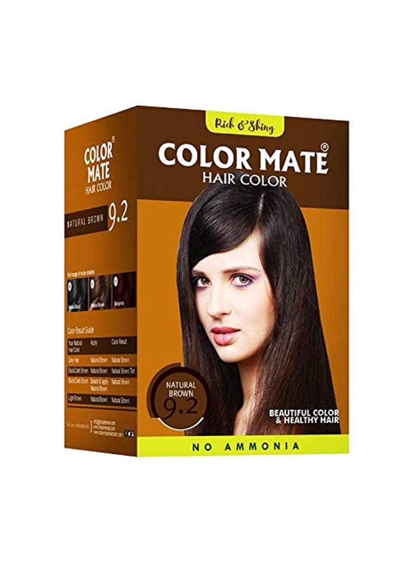 Color Mate Herbal Based Ammonia Free Hair Color with Ayur Product in Combo (9.2-Natural Brown)