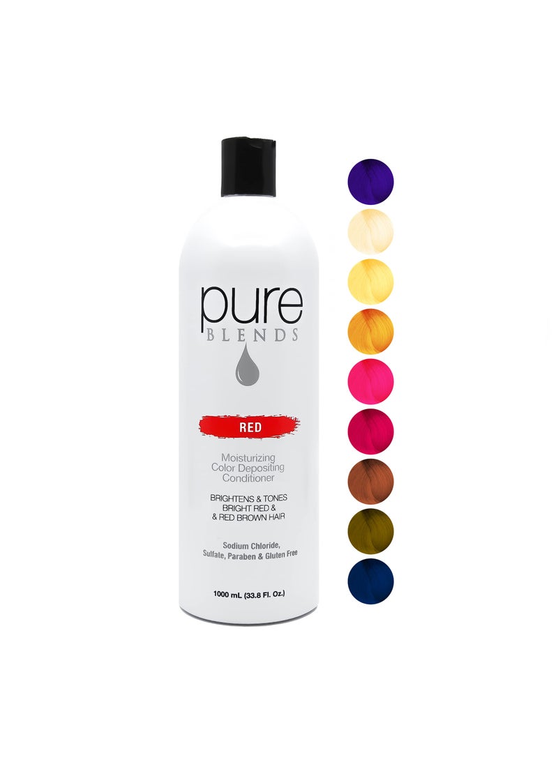 Red Moisturizing Color Depositing Conditioner - Brighten & Tone Faded Hair With Semi-Permanent Dye, Prevents Fade for Color-Treated Hair, 33.8 Oz
