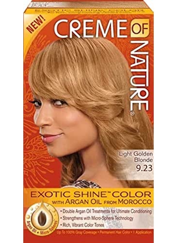 Creme of Nature Exotic Shine Hair Color With Argan Oil from Morocco, 9.23 Light Golden Brown, 1 Application