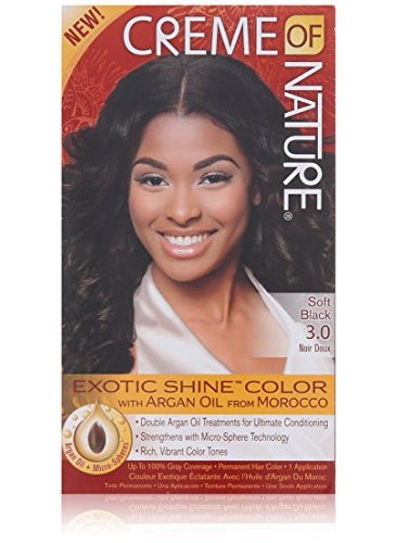 Creme of Nature Exotic Shine Hair Color With Argan Oil from Morocco, 3.0 Soft Black, 1 Application