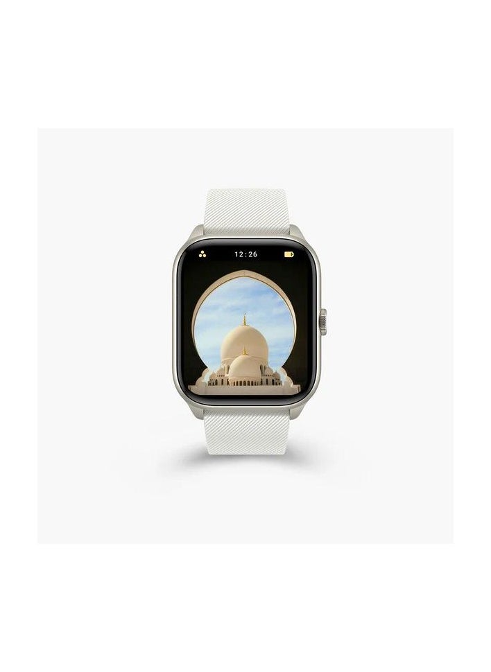 Quran Watch S2 Smartwatch For Unisex AMOLED Display Bluetooth Calling Watch IP67 Waterproof Fitness Watches Compatible With Android iOS Full Quran Recitation Prayer Reminder iQibla QWatch S2 Smart Watch White