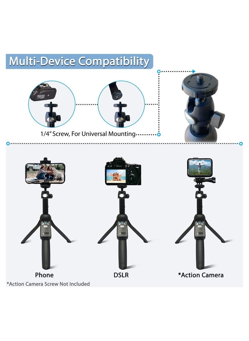 48 Compact Selfie Stick u0026 Tripod, Extendable, Wireless Bluetooth Remote, Lightweight Aluminum, Travel Ready, Compatible with iPhone 14 13 12 Pro Xs Max Xr