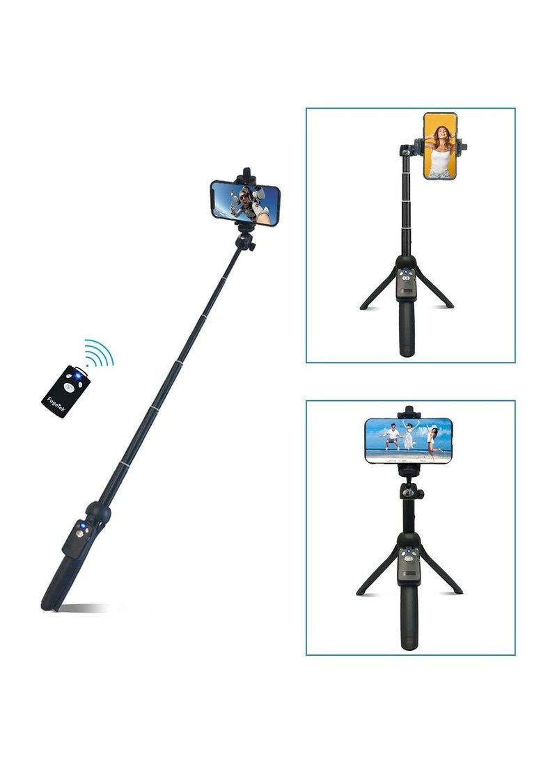 48 Compact Selfie Stick u0026 Tripod, Extendable, Wireless Bluetooth Remote, Lightweight Aluminum, Travel Ready, Compatible with iPhone 14 13 12 Pro Xs Max Xr
