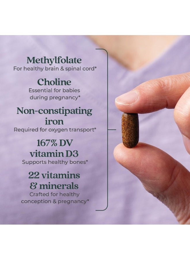 Prenatal Vitamins Prenatal Multivitamin With Methylfolate + Choline For Healthy Mom Baby, One Daily, 90 Count