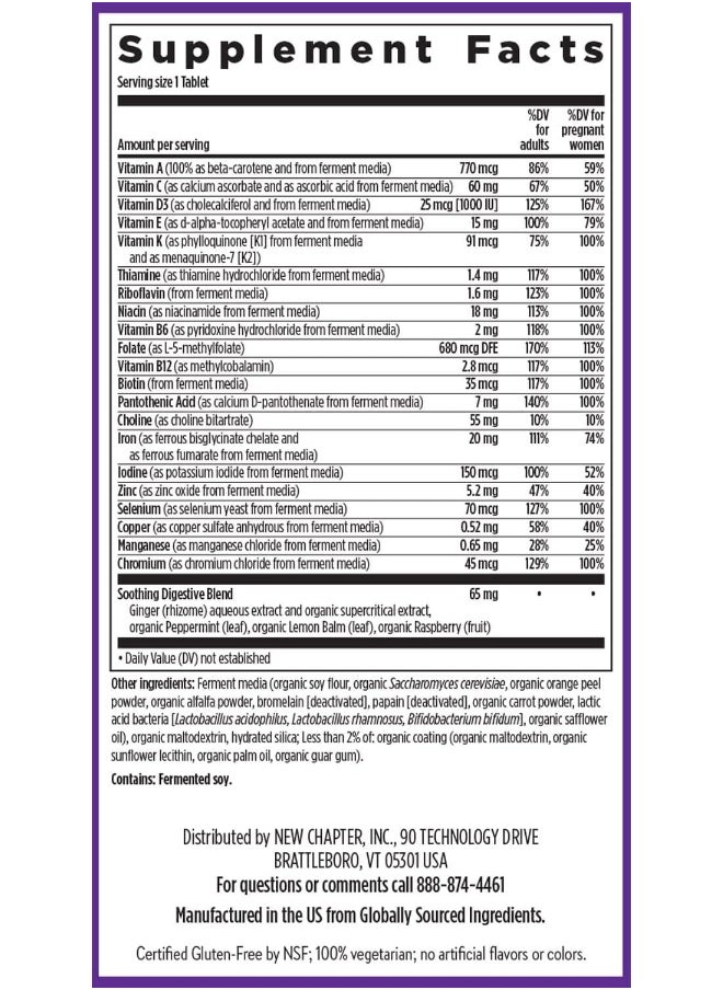 Prenatal Vitamins Prenatal Multivitamin With Methylfolate + Choline For Healthy Mom Baby, One Daily, 90 Count