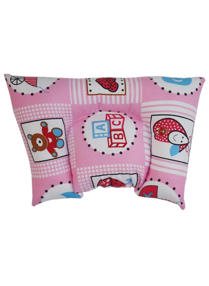 KooKyKooby Super Soft Baby Bedding with Pillow with Side Guard Reversible Cartoon Prints (Pink246)