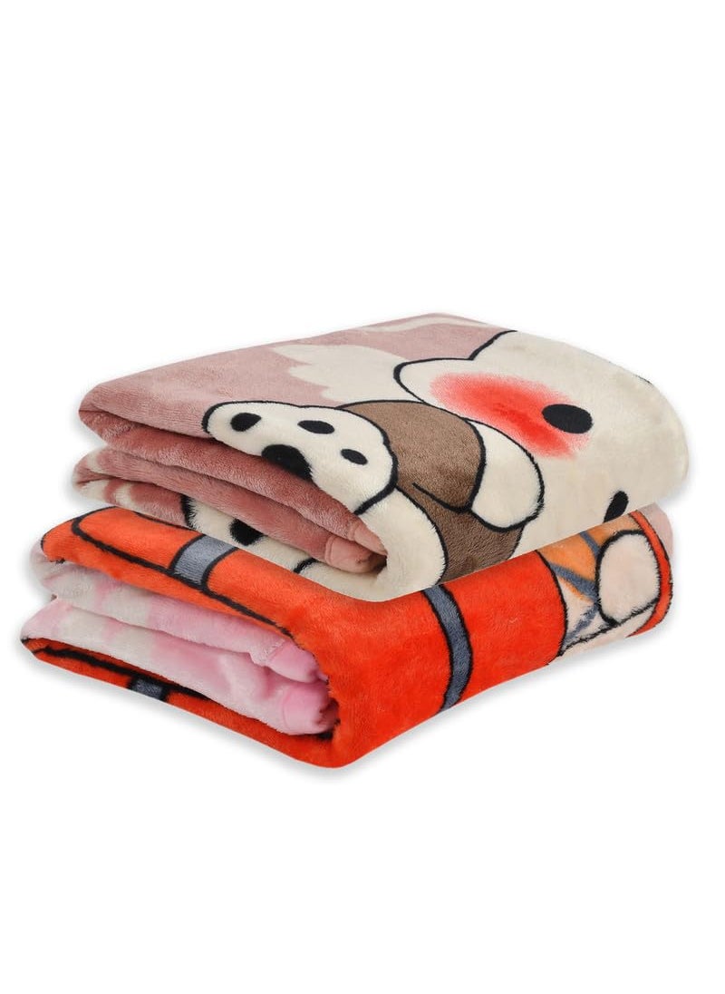 Florida All Season AC Baby Blanket Swaddler Wrapper Flannel Soft and Comfortable for New Born Babies with Adorable Prints and Designs - Pack of 2