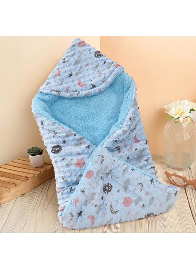 Florida All Season Hooded Baby Blanket Swaddler Wrapper Flannel Soft and Comfortable for New Born Baby Girls and Boys-Wrap Sky Blue