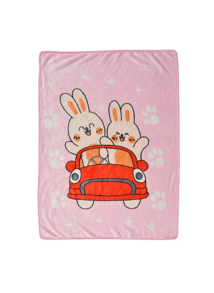 Florida All Season AC Baby Blanket Swaddler Wrapper Flannel Soft and Comfortable for New Born Babies with Adorable Prints and Designs-Happy Pink