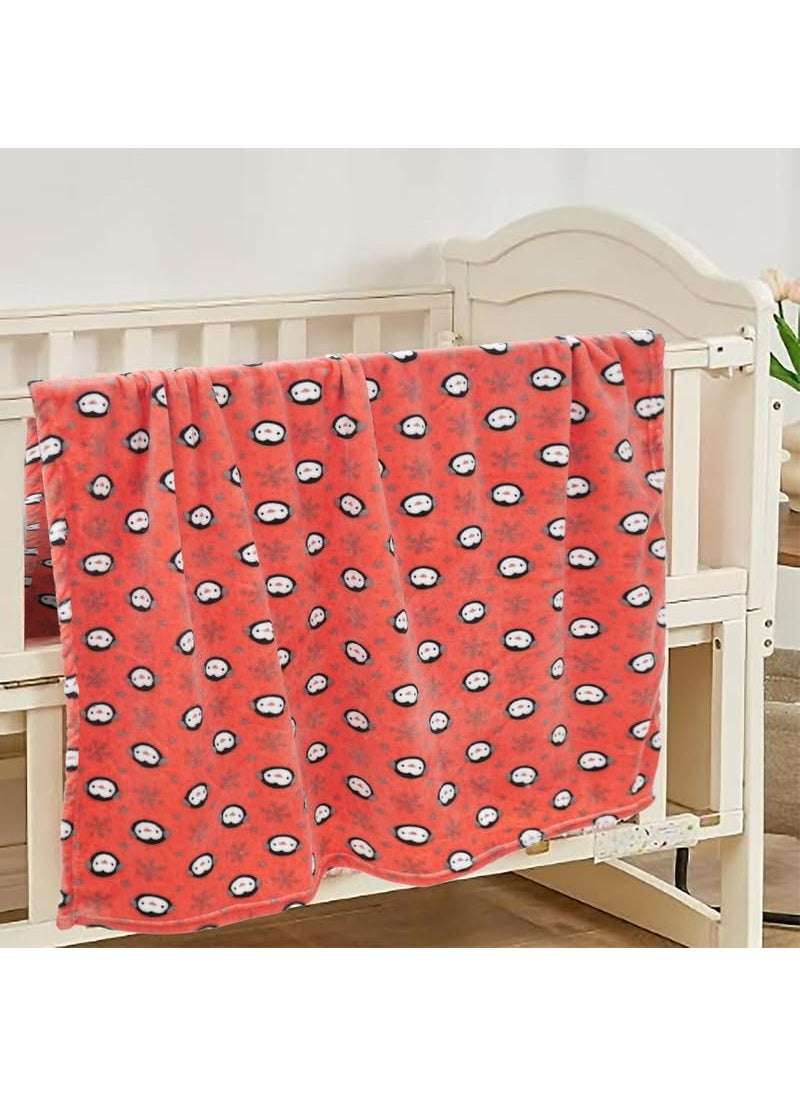 Florida All Season AC Baby Blanket Swaddler Wrapper Flannel Soft and Comfortable for 0-5 Years Baby Girls and Boys with Monkey Print-Monkey Coral