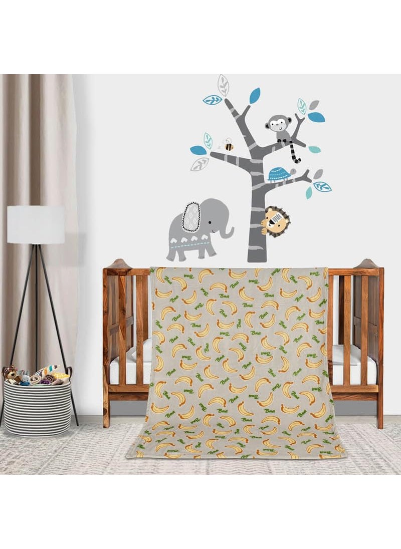Florida All Season AC Baby Blanket Swaddler Wrapper Flannel Soft and Comfortable for 0-5 Years Babies with Banana Print