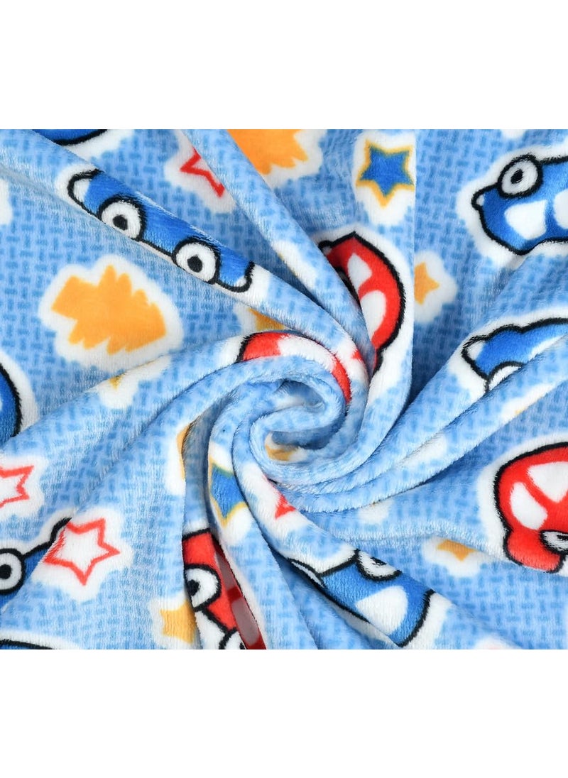 Florida All Season AC Baby Blanket Swaddler Wrapper Flannel Soft and Comfortable for 0-5 Years Babies with Car Print-Car Blue
