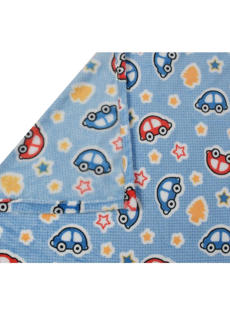 Florida All Season AC Baby Blanket Swaddler Wrapper Flannel Soft and Comfortable for 0-5 Years Babies with Car Print-Car Blue
