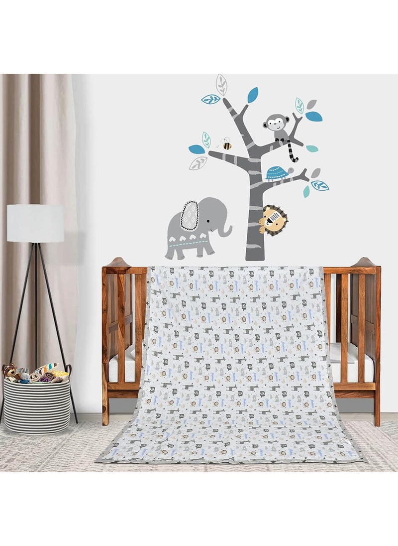 Florida Cotton Kids Reversible Baby Bed Blanket/AC Dohar (Grey, 100x140CM)