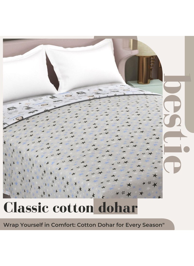 Florida Cotton Kids Reversible Baby Bed Blanket/AC Dohar (Grey, 100x140CM)