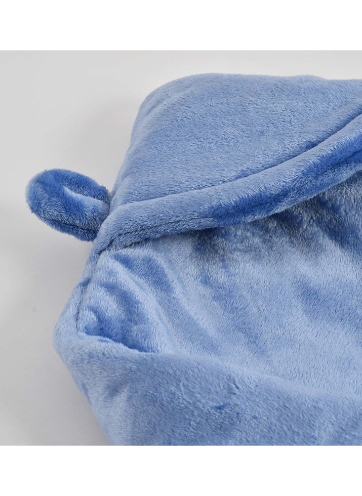 Florida All Season Hooded Baby Blanket Swaddler Wrapper Flannel Soft and Comfortable for New Born Babies-Wrap Blue
