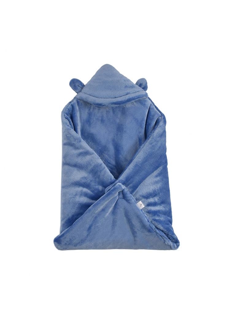 Florida All Season Hooded Baby Blanket Swaddler Wrapper Flannel Soft and Comfortable for New Born Babies-Wrap Blue