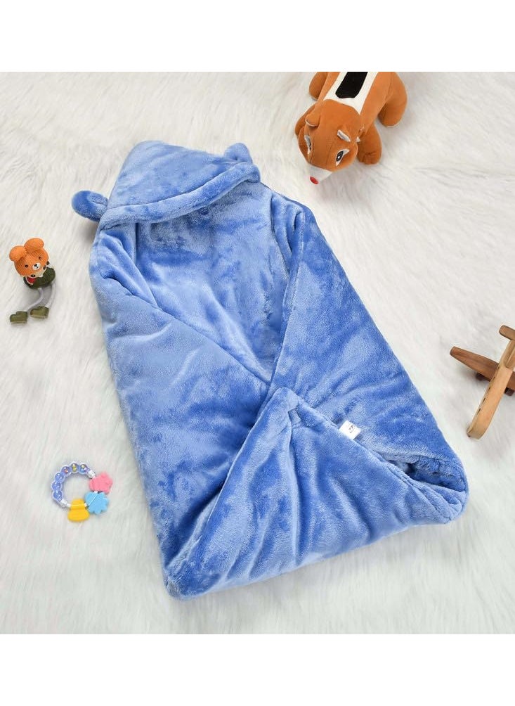 Florida All Season Hooded Baby Blanket Swaddler Wrapper Flannel Soft and Comfortable for New Born Babies-Wrap Blue