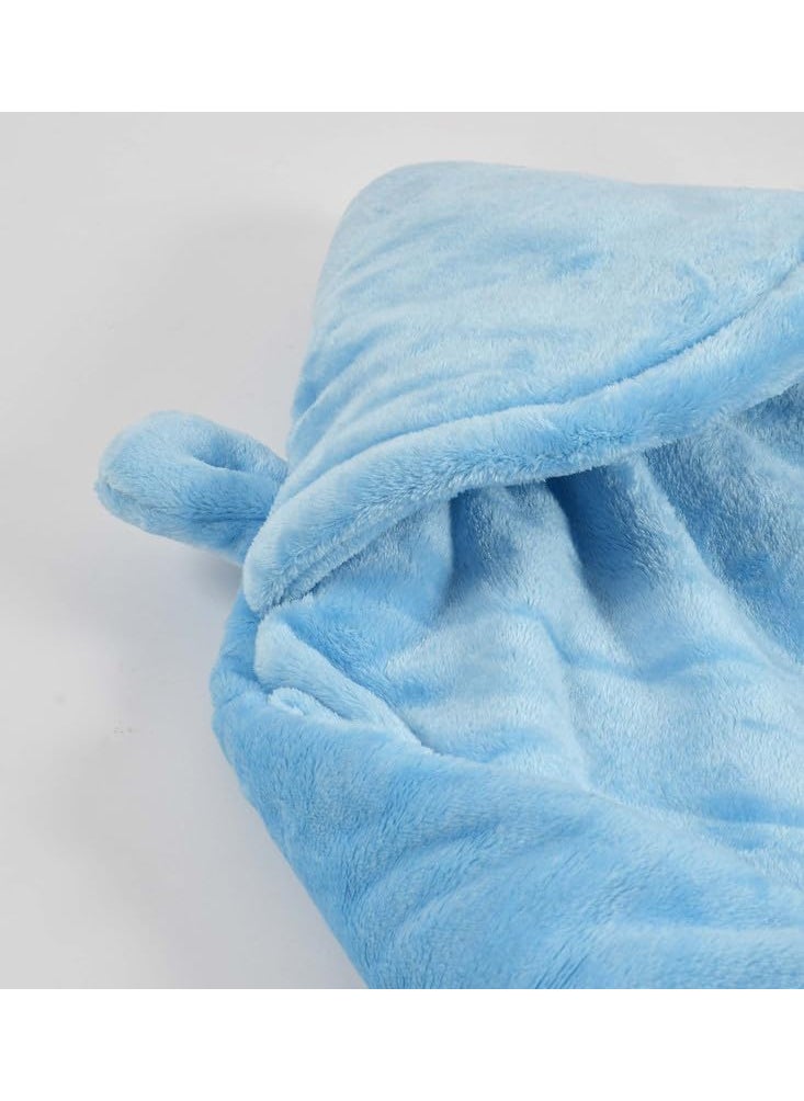 Florida All Season Hooded Baby Blanket Swaddler Wrapper Flannel Soft and Comfortable for New Born Babies-Wrap Sky Blue