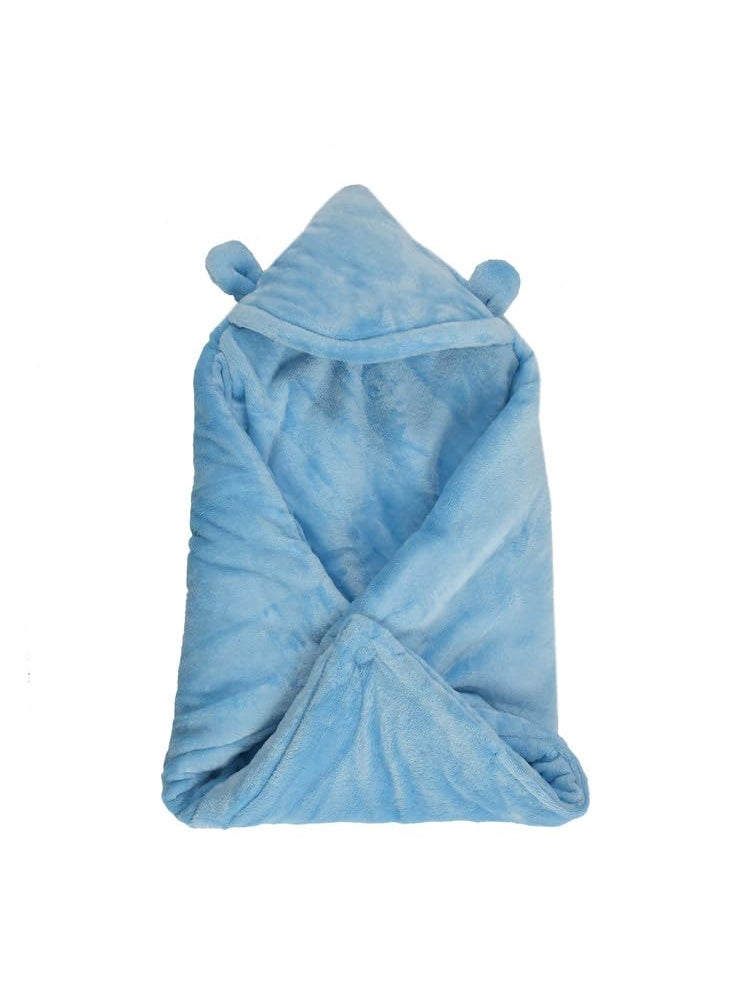 Florida All Season Hooded Baby Blanket Swaddler Wrapper Flannel Soft and Comfortable for New Born Babies-Wrap Sky Blue
