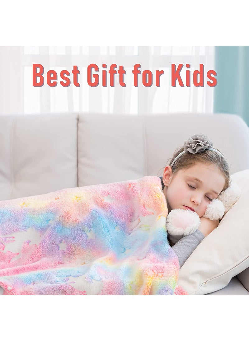 FunBlast Blankets for Kids-Glow in The Dark Blanket, Unicorn Print for Kids, Soft Cozy All Weather Blankets for 1-10 Years Old Toddlers Baby Boys & Girls (Pink-Mermaid, Polyester, lightweight)