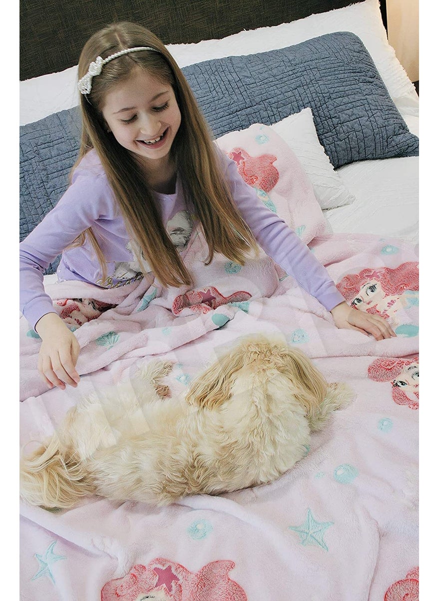 FunBlast Blankets for Kids-Glow in The Dark Blanket, Unicorn Print for Kids, Soft Cozy All Weather Blankets for 1-10 Years Old Toddlers Baby Boys & Girls (Pink-Mermaid, Polyester, lightweight)