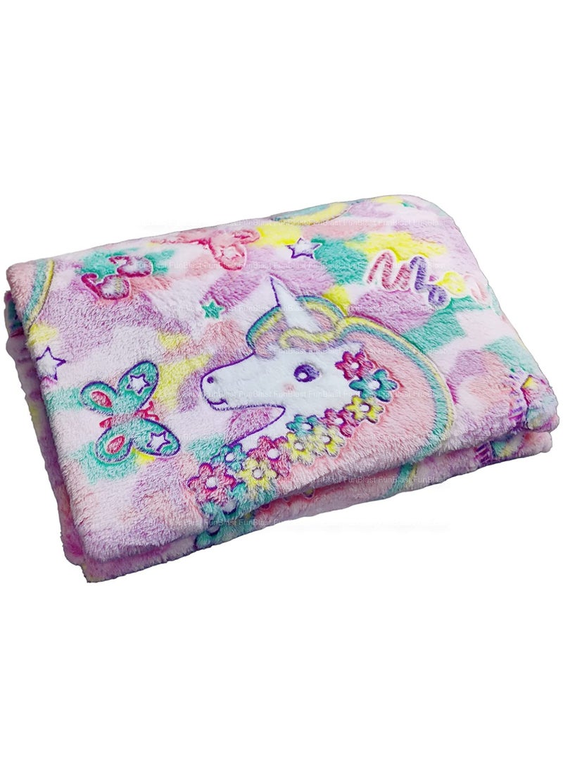 FunBlast Blankets for Kids-Glow in The Dark Blanket, Unicorn Print for Kids, Soft Cozy All Weather Blankets for 1-10 Years Old Toddlers Baby Boys & Girls (Pink-Mermaid, Polyester, lightweight)