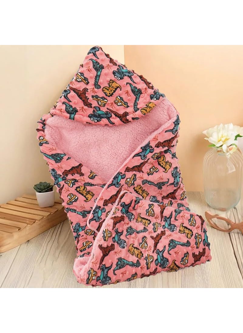 Florida All Season Hooded Baby Blanket Swaddler Wrapper Flannel Soft and Comfortable for New Born Baby Girls and Boys-Wrap Warm Rose