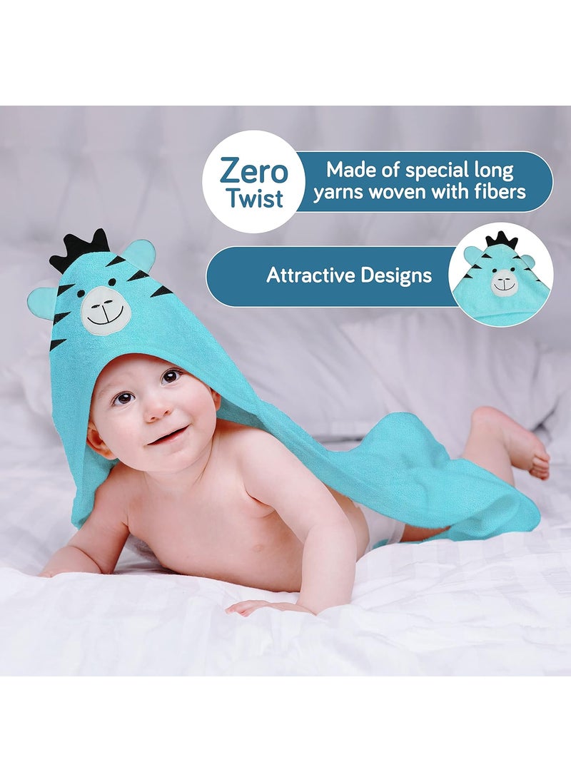 LuvLap Hooded Baby Bath Towel for New Born, Super Soft, Made with Super Soft and Highly Absorbent 100% Zero Twist Cotton, Can be Used for Baby Swaddling (Aqua Blue Zebra)