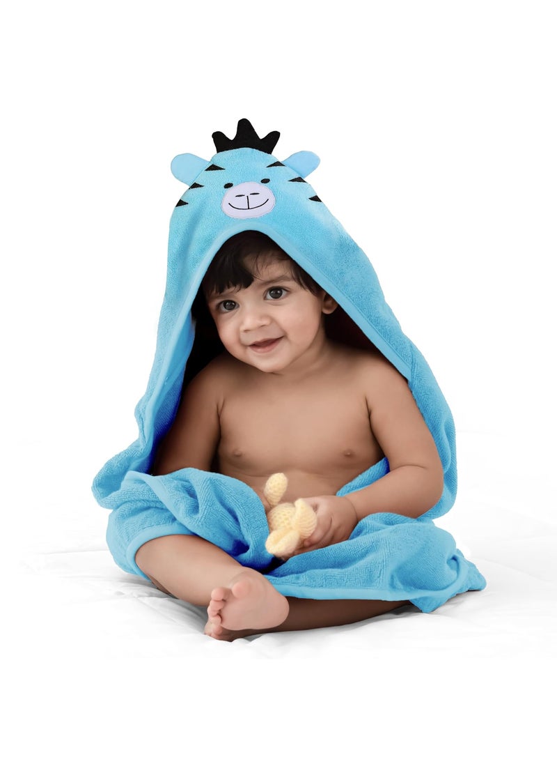 LuvLap Hooded Baby Bath Towel for New Born, Super Soft, Made with Super Soft and Highly Absorbent 100% Zero Twist Cotton, Can be Used for Baby Swaddling (Aqua Blue Zebra)