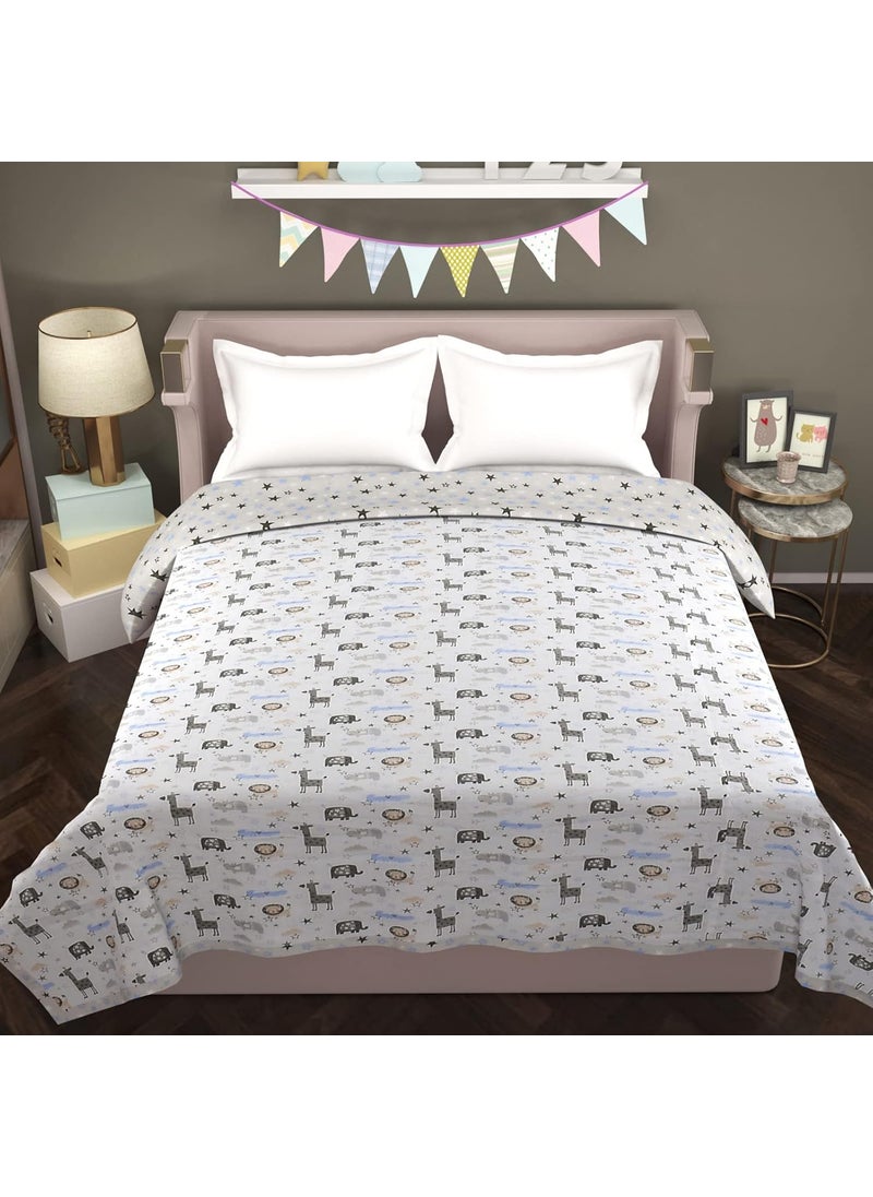 Florida Cotton Kids Reversible Double Bed Blanket/AC Dohar (Grey, 215x240CM)