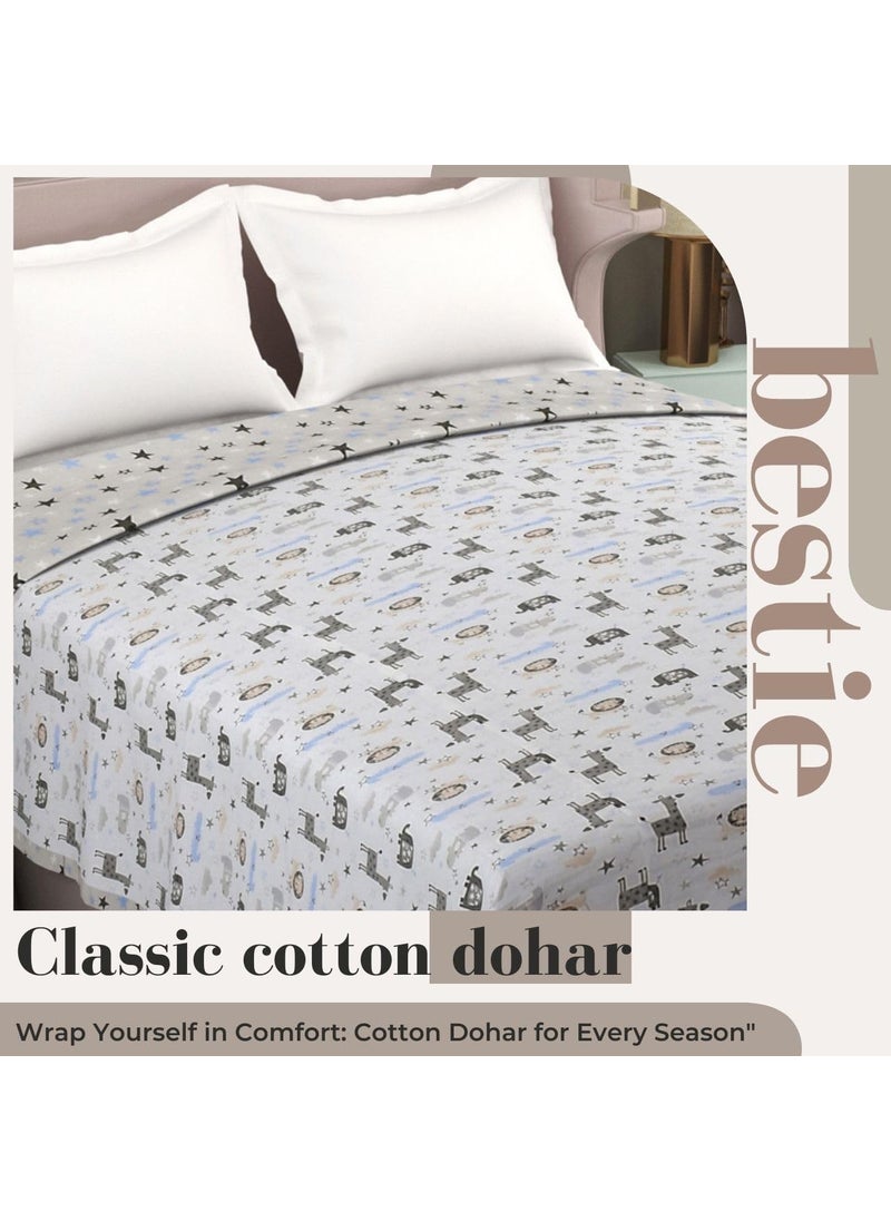 Florida Cotton Kids Reversible Double Bed Blanket/AC Dohar (Grey, 215x240CM)