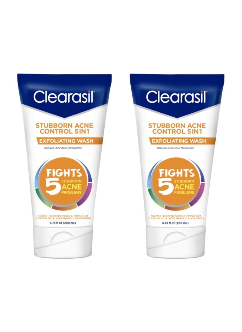 Clearasil Ultra 5in1 Exfoliating Wash, 6.78 oz. (Pack of 2)