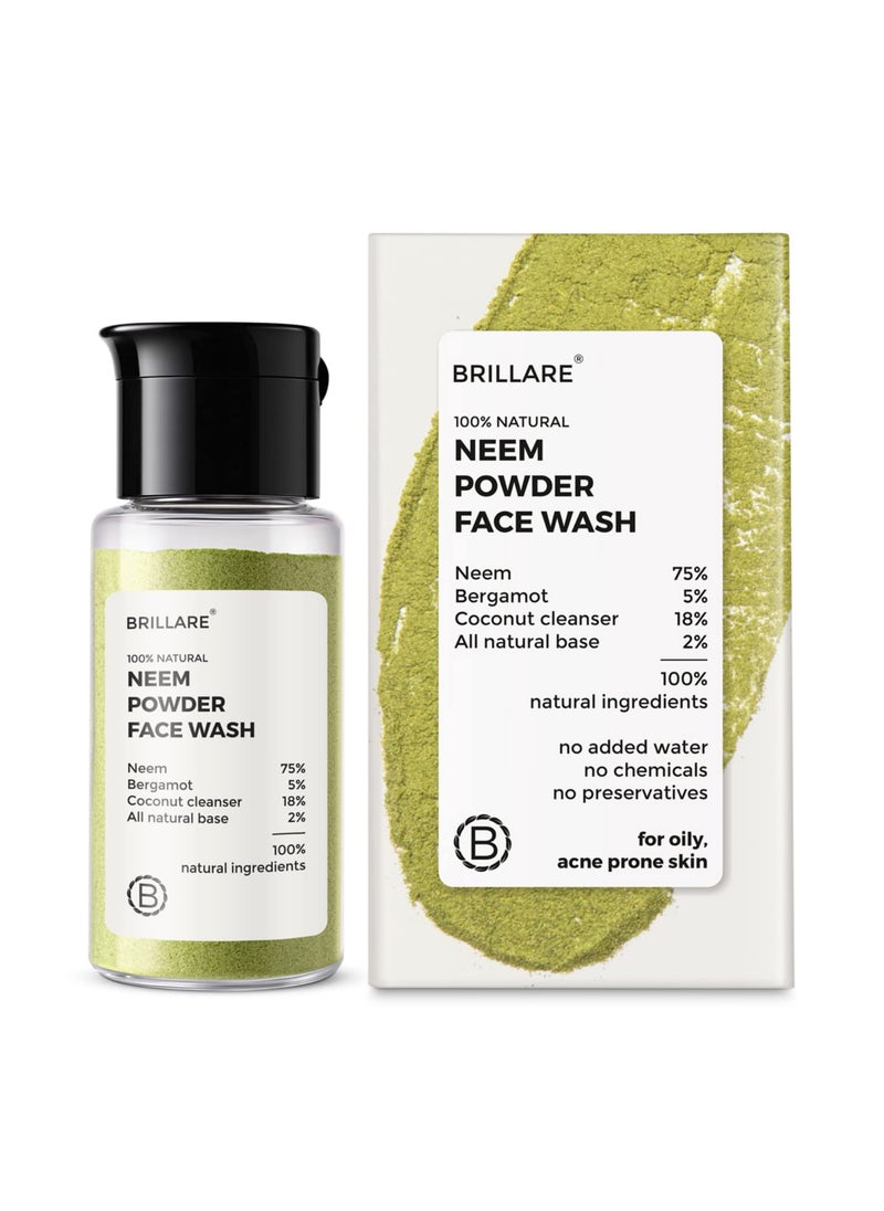BRILLARE Real Neem Powder Facial Cleanser, Face Wash for Oily Skin, Complete Natural Skincare, for Men & Women, 15g