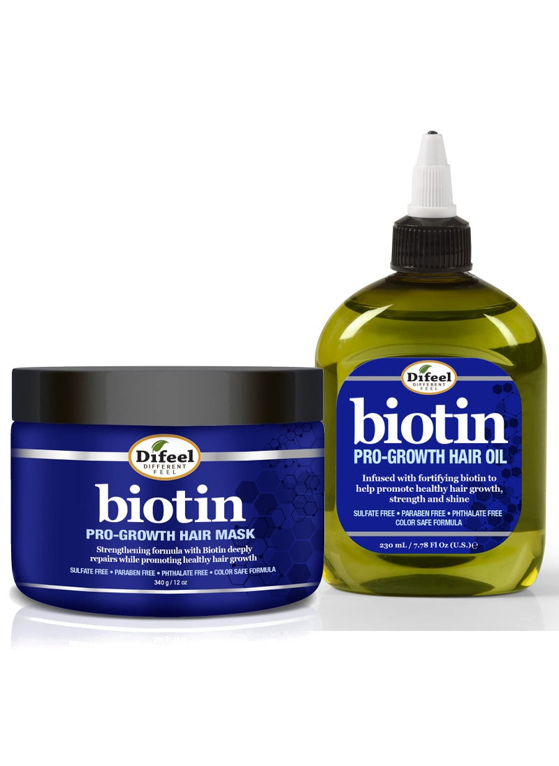 Difeel Pro-Growth Biotin Hair Mask 12 oz. with Biotin Hair Oil 7.1 oz. (2-Piece Set)