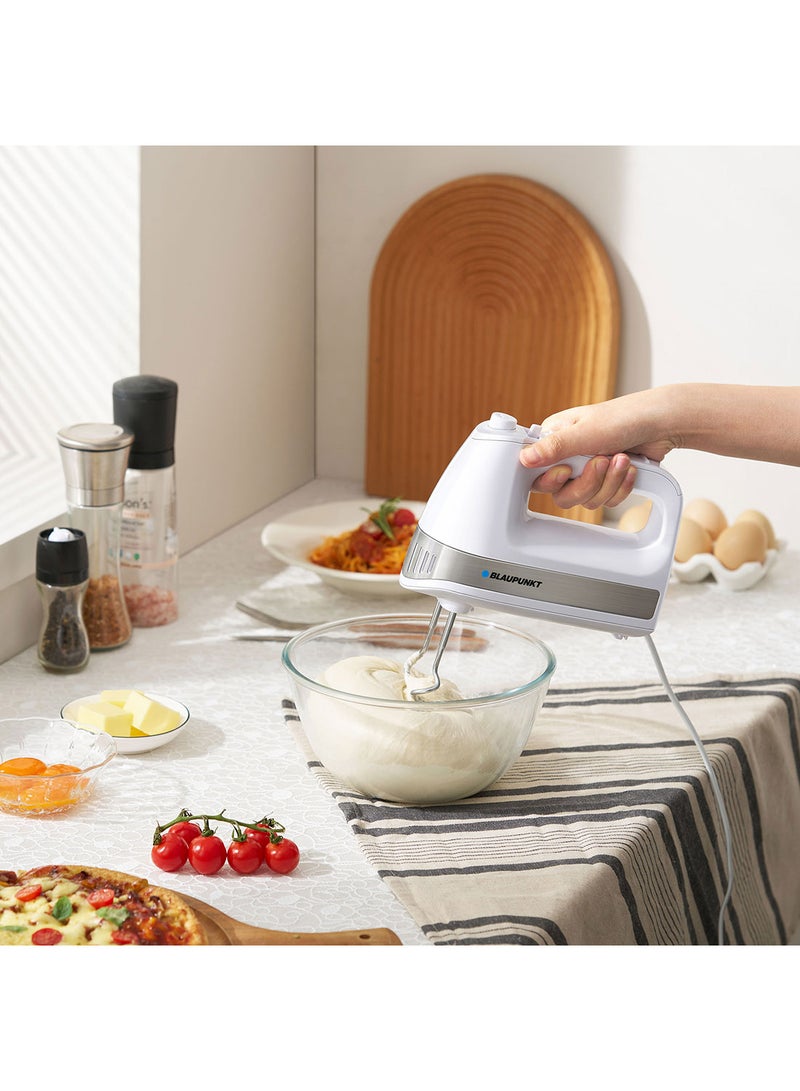 Hand Mixer, 500W, 5 Speed, Turbo Switch, 2 Beaters, 2 Dough Hooks 500 W PMH205 white