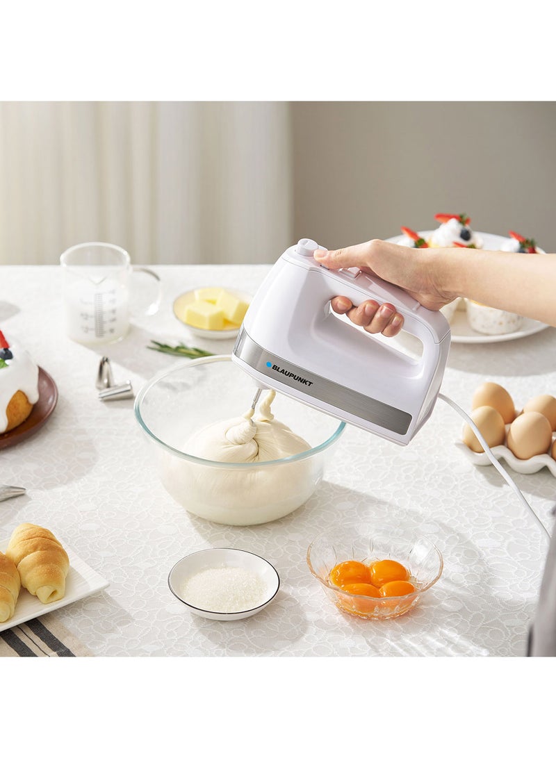 Hand Mixer, 500W, 5 Speed, Turbo Switch, 2 Beaters, 2 Dough Hooks 500 W PMH205 white