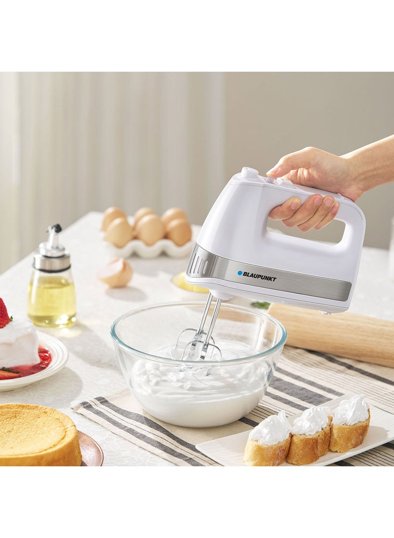 Hand Mixer, 500W, 5 Speed, Turbo Switch, 2 Beaters, 2 Dough Hooks 500 W PMH205 white