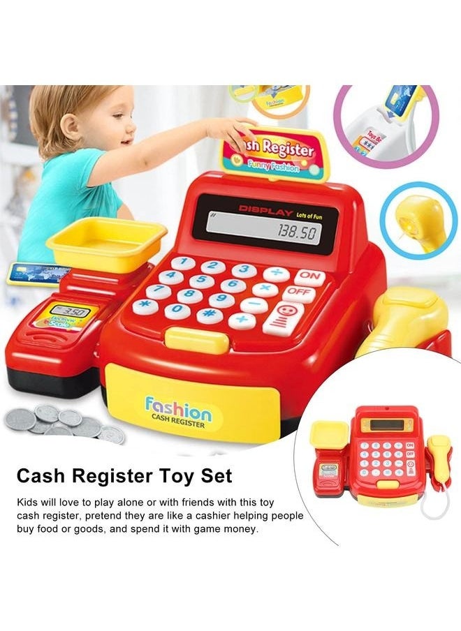 Children Mini Cash Register Toy Cashier Role Play Supermarket Shopping Checkout Money Till Toy Educational Learning Pretend Playset