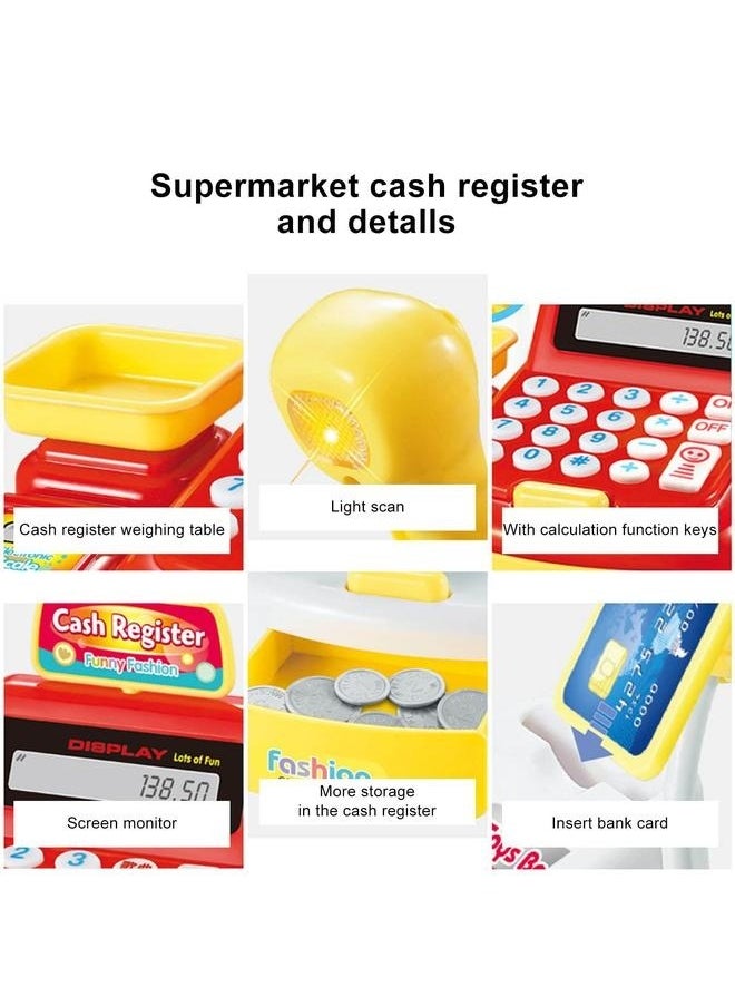 Children Mini Cash Register Toy Cashier Role Play Supermarket Shopping Checkout Money Till Toy Educational Learning Pretend Playset
